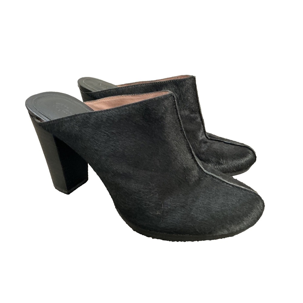 Women's Madewell Black Calf Hair Slip On Shoes Mules Clogs 9M